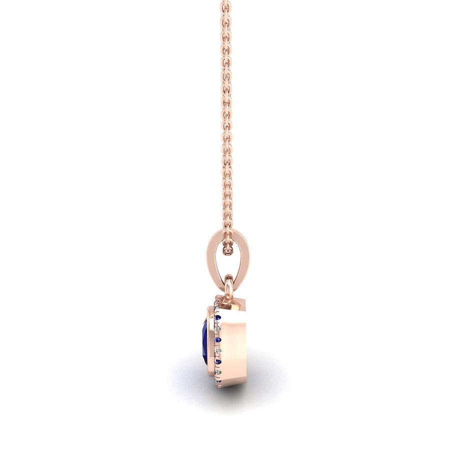 Divine Halo Pendant - Blue Sapphire Cushion