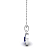 Divine Halo Pendant - Blue Sapphire Pear