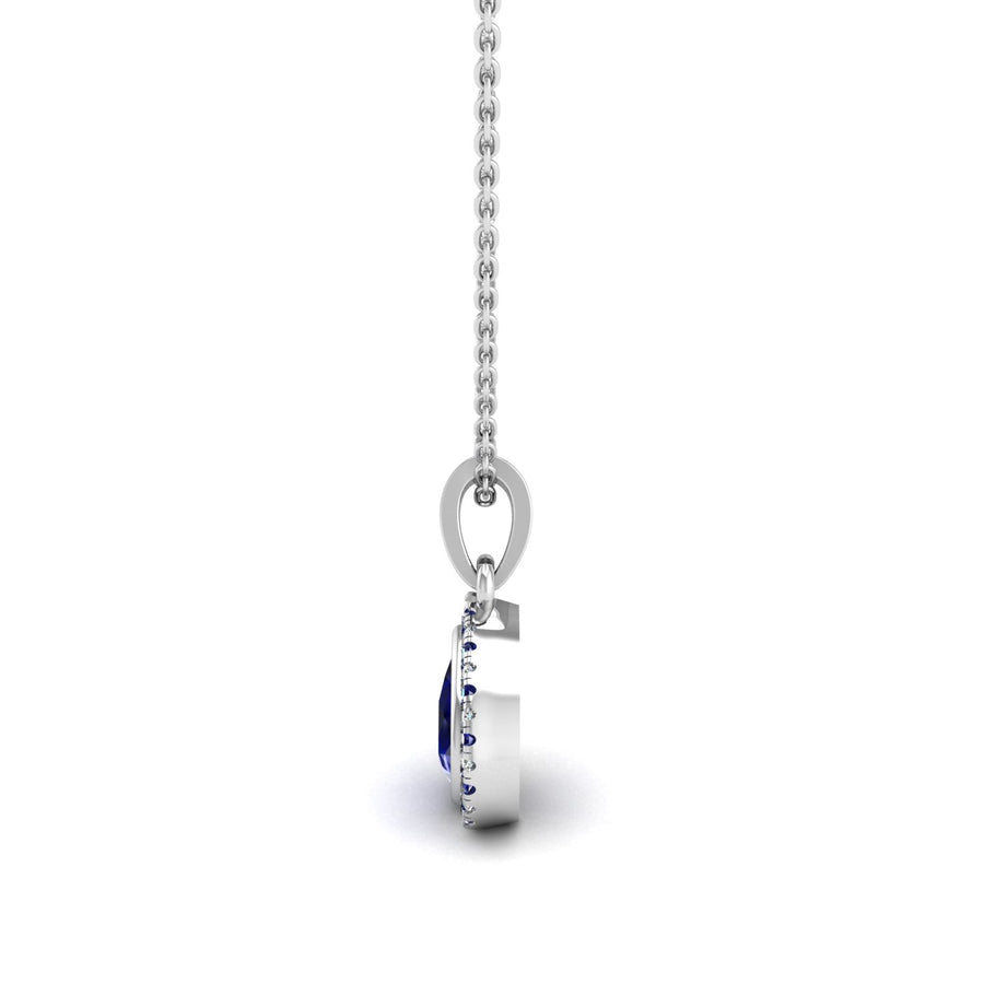 Divine Halo Pendant - Blue Sapphire Pear