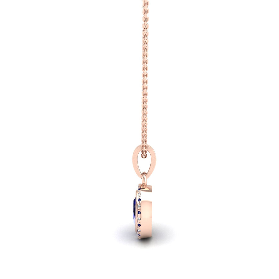 Divine Halo Pendant - Blue Sapphire Oval