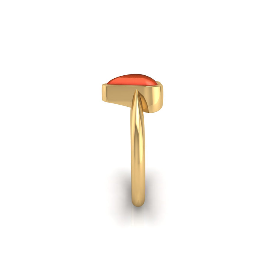 Celestial Solitaire Ring - Red Coral Trillion