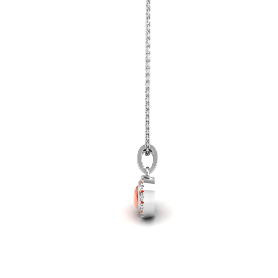Divine Halo Pendant - Red Coral Round