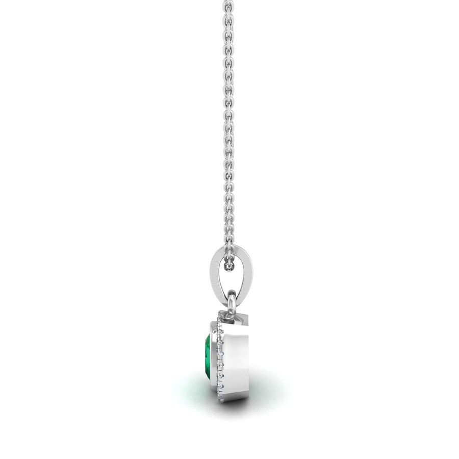 Divine Halo Pendant - Emerald Cushion