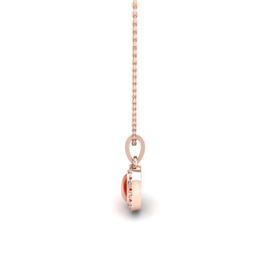 Divine Halo Pendant - Red Coral Oval