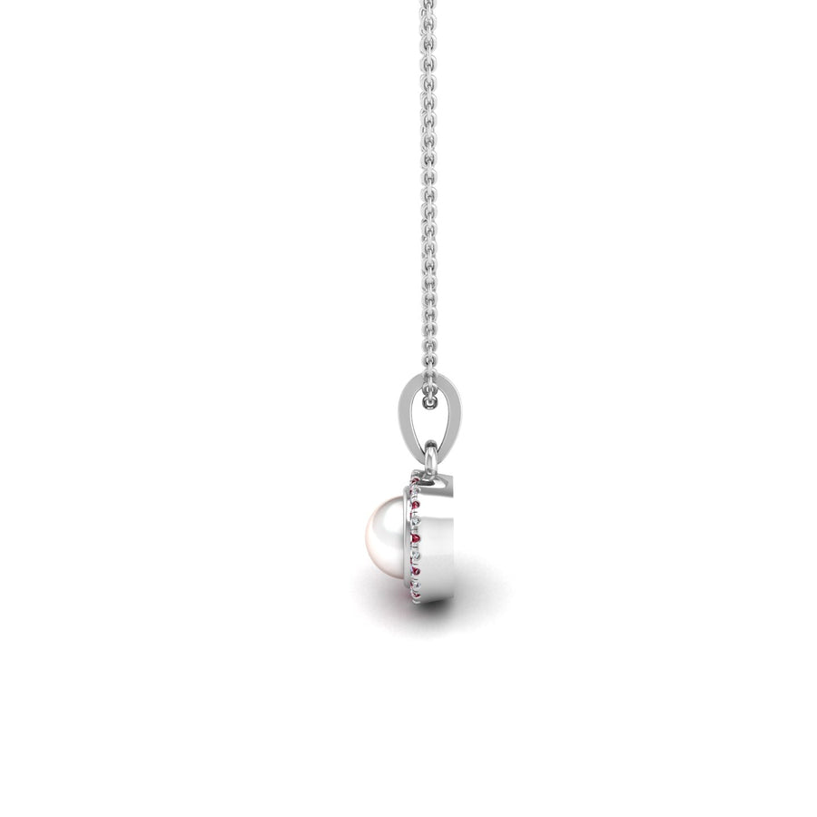 Divine Halo Pendant - Pearl-Ruby Round