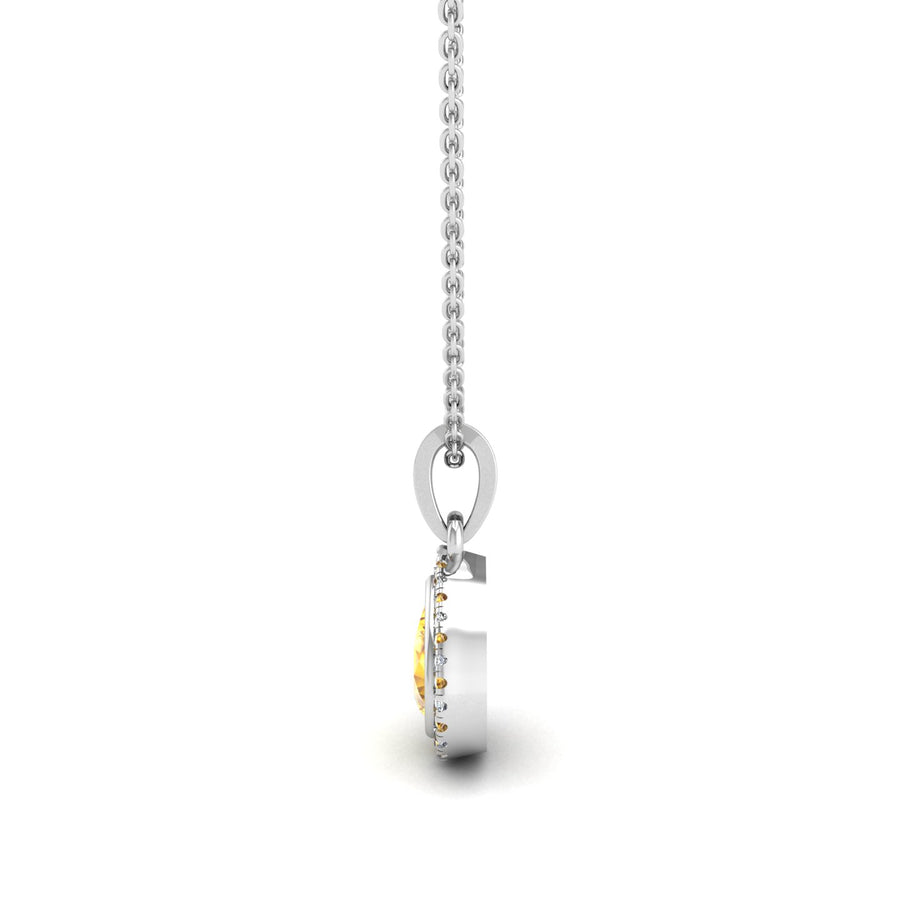 Divine Halo Pendant - Yellow Sapphire Pear
