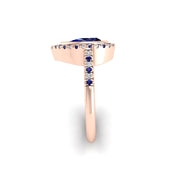 Starry Halo Ring - Blue Sapphire Pear