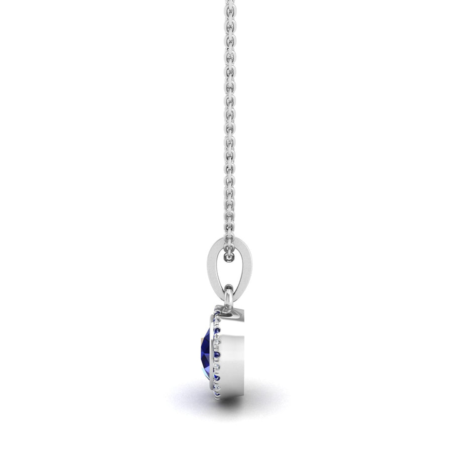Divine Halo Pendant - Blue Sapphire Round