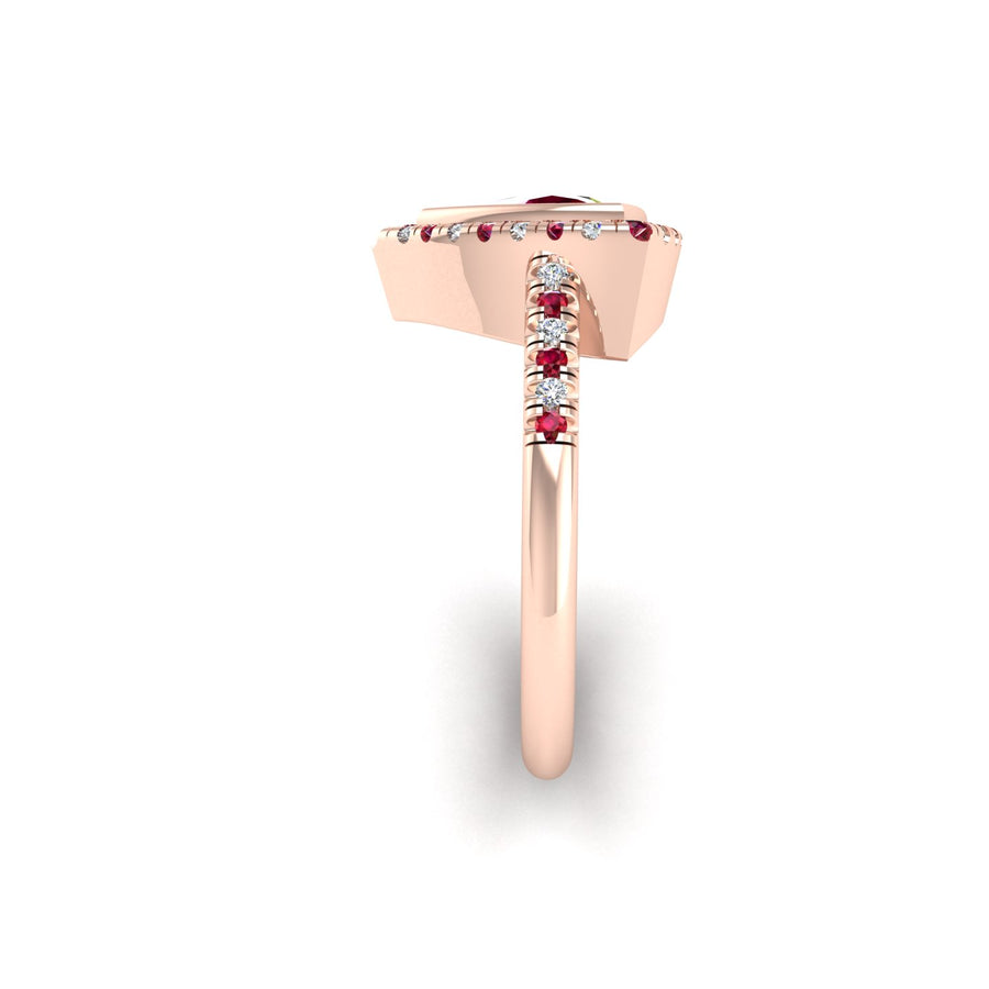 Starry Halo Ring - Ruby Trillion