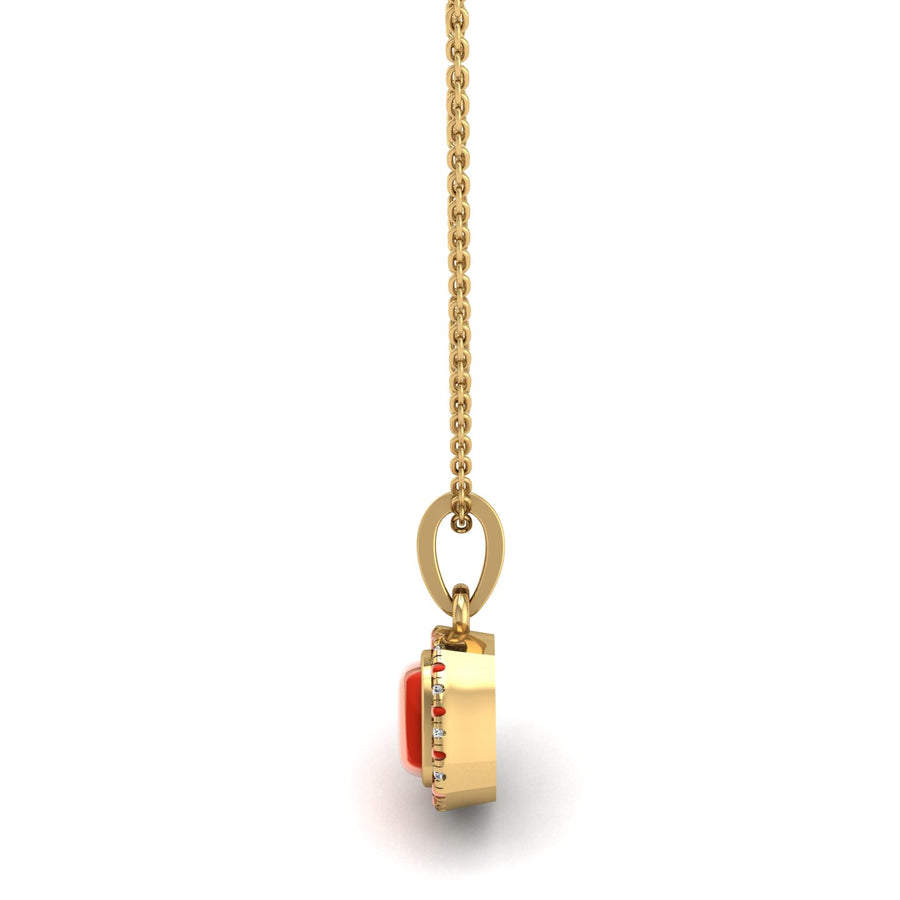 Divine Halo Pendant - Red Coral Cushion