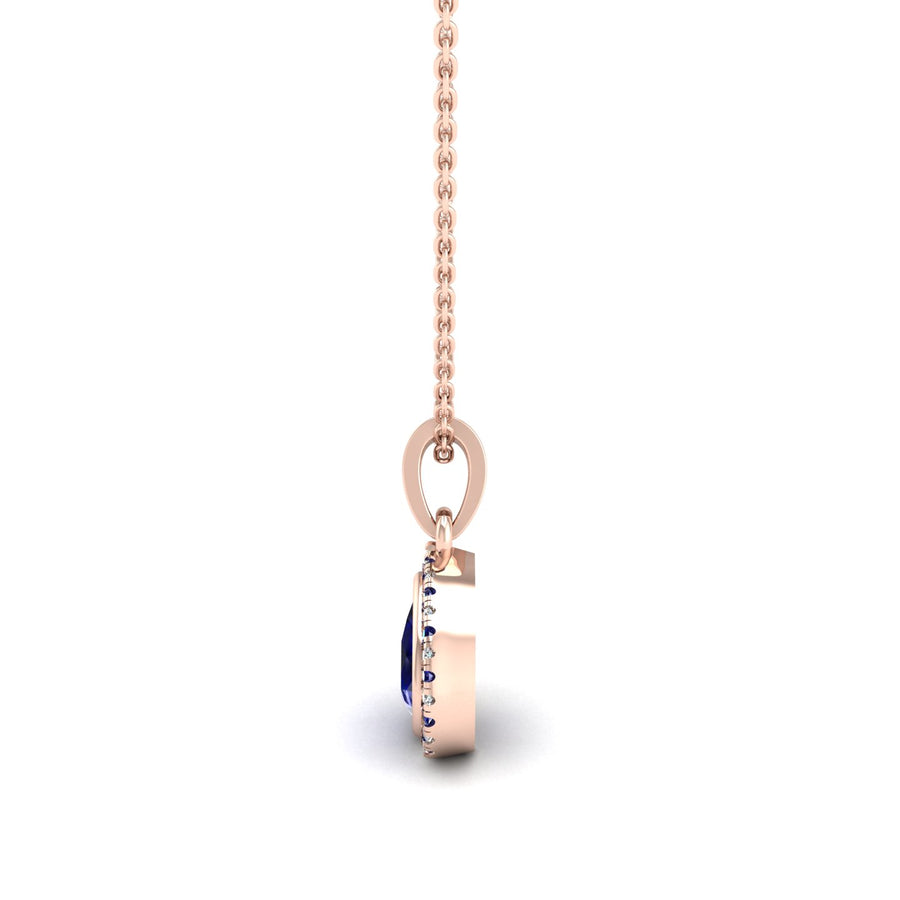 Divine Halo Pendant - Blue Sapphire Pear