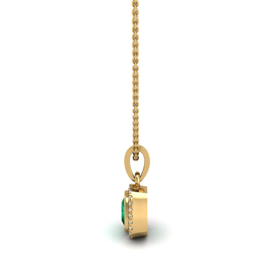 Divine Halo Pendant - Emerald Cushion