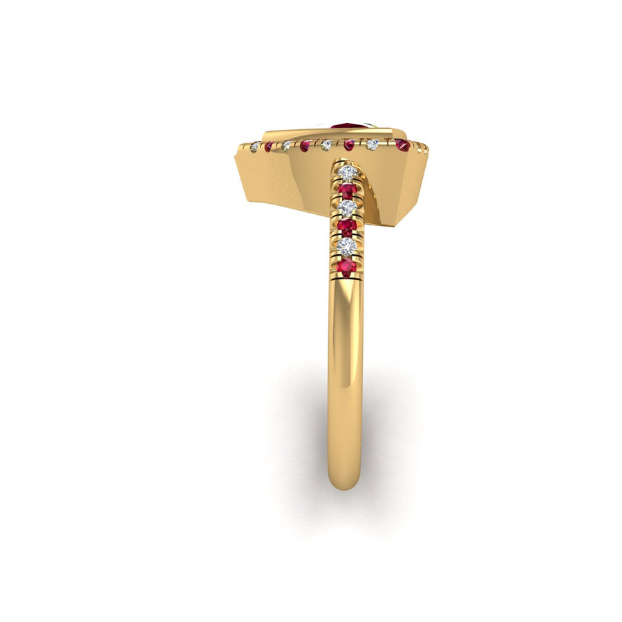 Starry Halo Ring - Ruby Trillion
