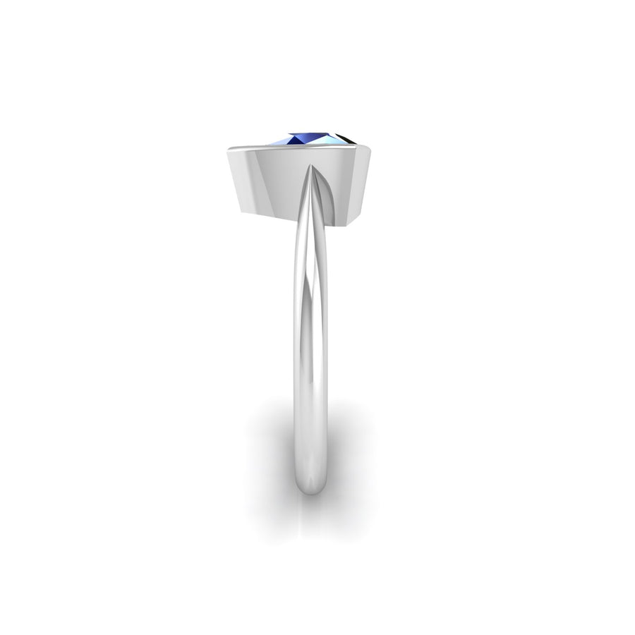 Celestial Solitaire Ring - Blue Sapphire Trillion