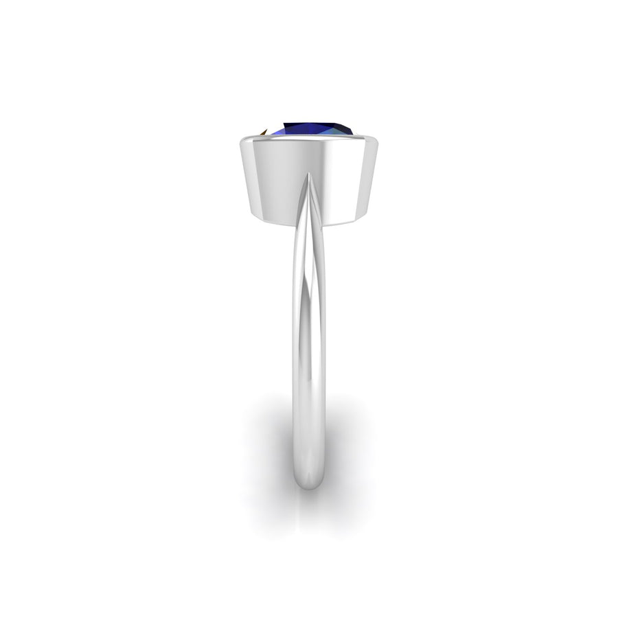 Celestial Solitaire Ring - Blue Sapphire Cushion