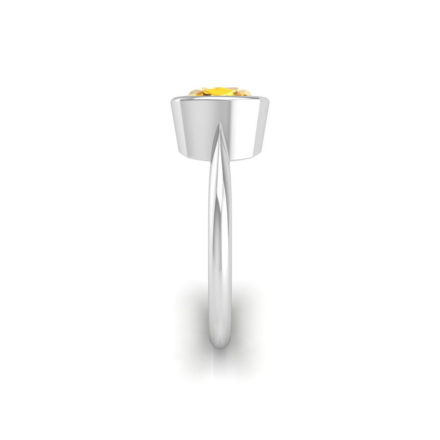 Celestial Solitaire Ring - Yellow Sapphire Cushion