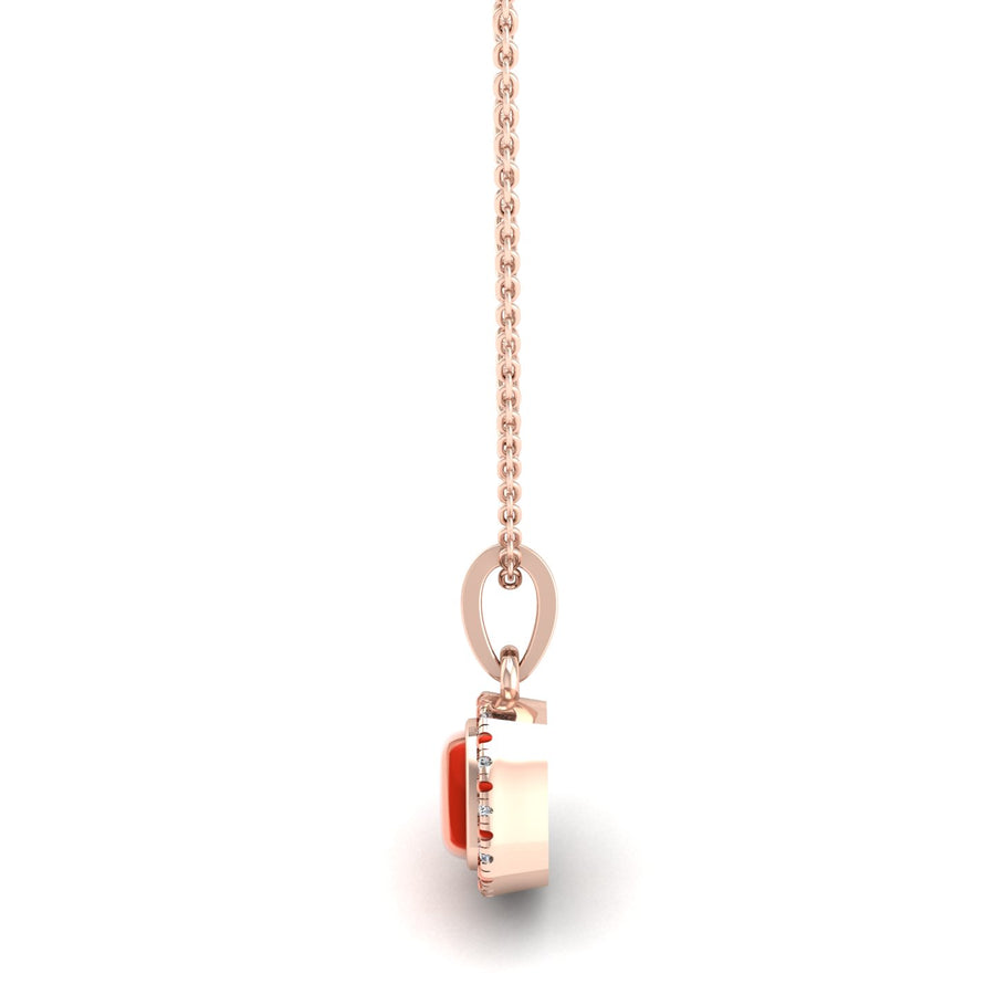 Divine Halo Pendant - Red Coral Cushion