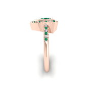 Starry Halo Ring - Emerald Trillion