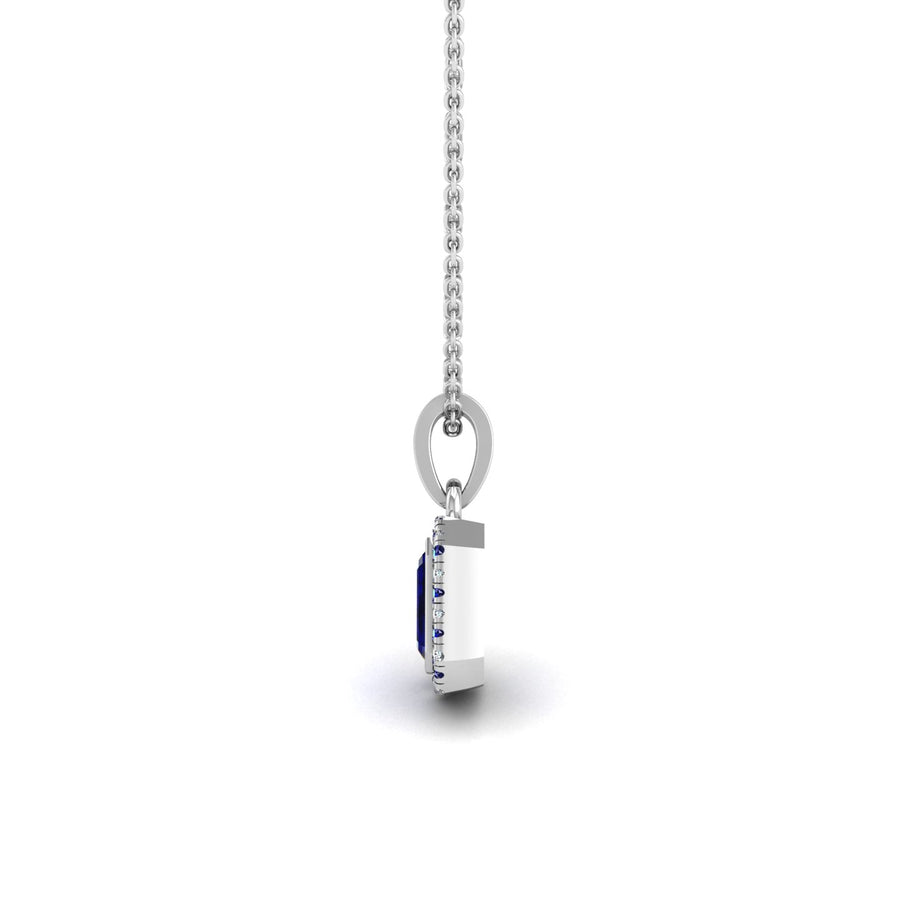 Divine Halo Pendant - Blue Sapphire Emerald