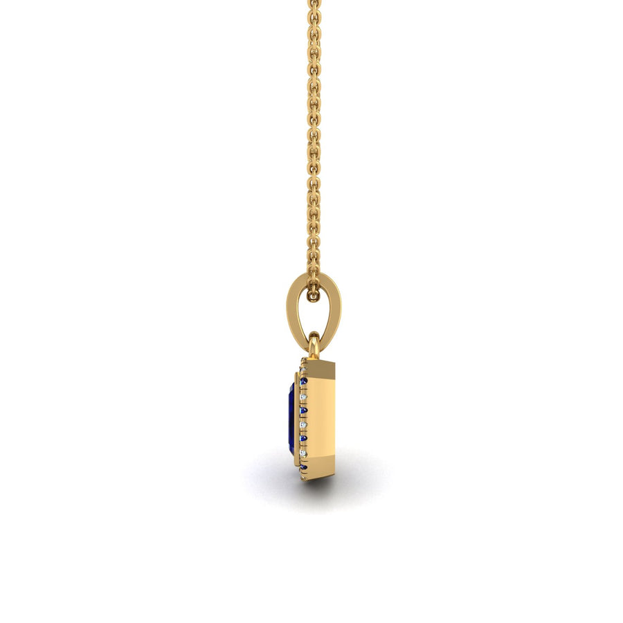 Divine Halo Pendant - Blue Sapphire Emerald