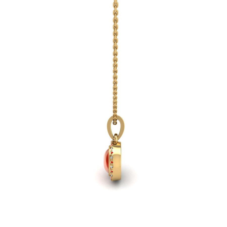 Divine Halo Pendant - Red Coral Oval
