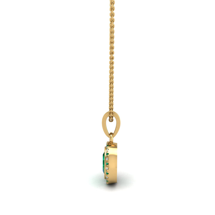 Divine Halo Pendant - Emerald Oval