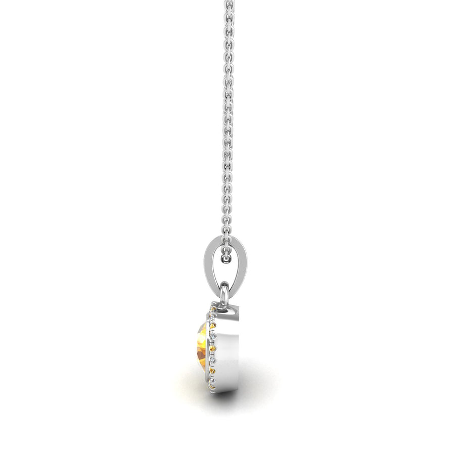 Divine Halo Pendant - Yellow Sapphire Round