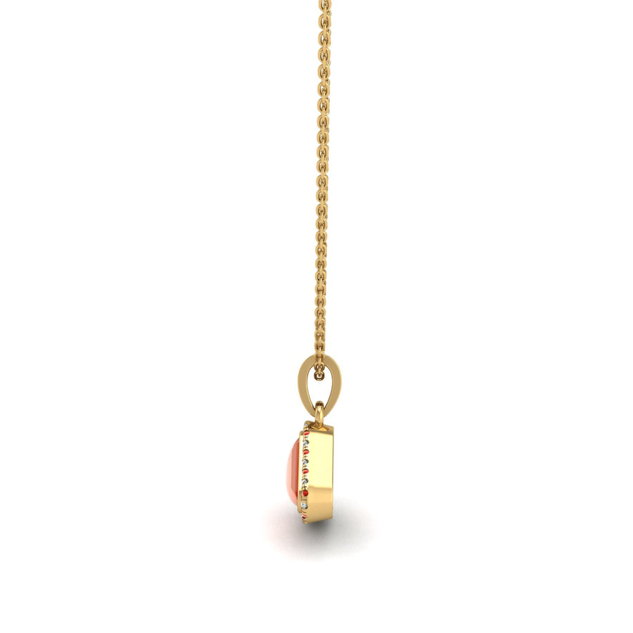 Divine Halo Pendant - Red Coral Trillion