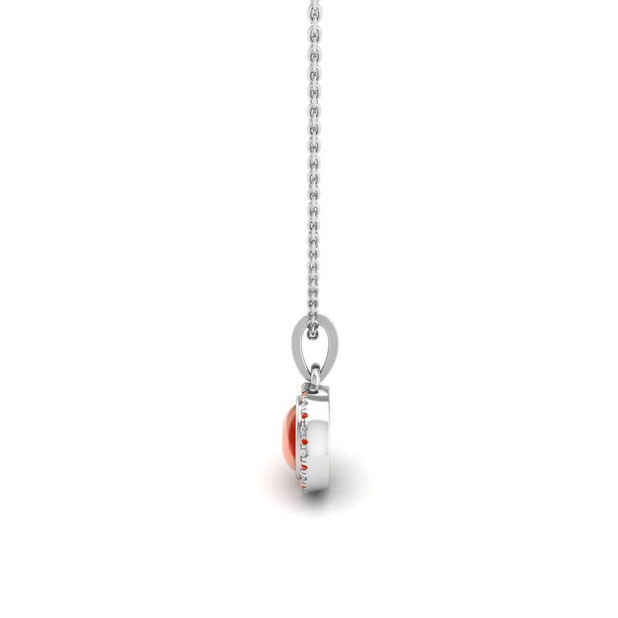 Divine Halo Pendant - Red Coral Oval