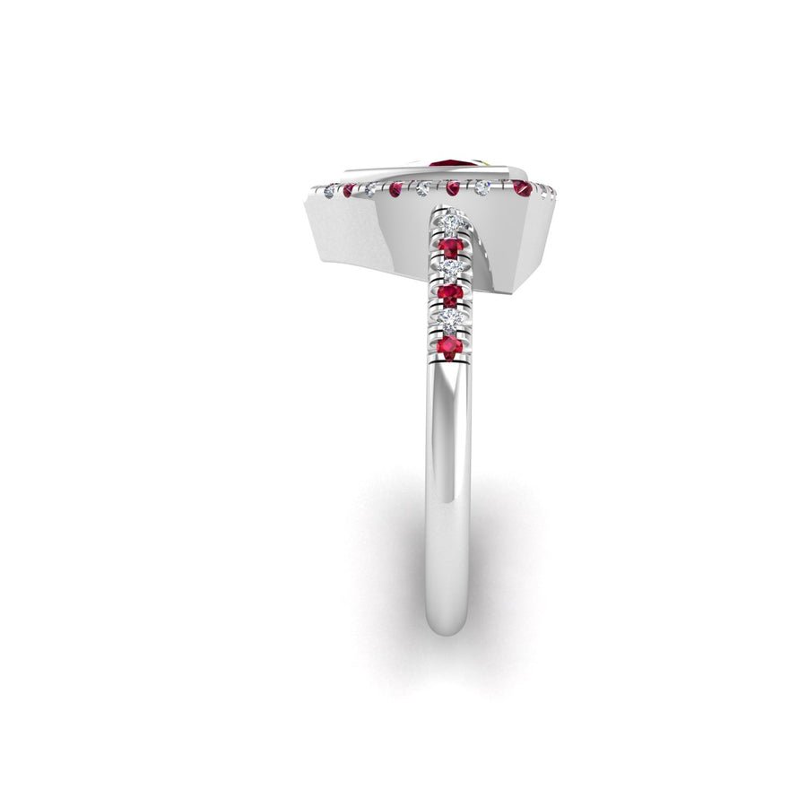 Starry Halo Ring - Ruby Trillion