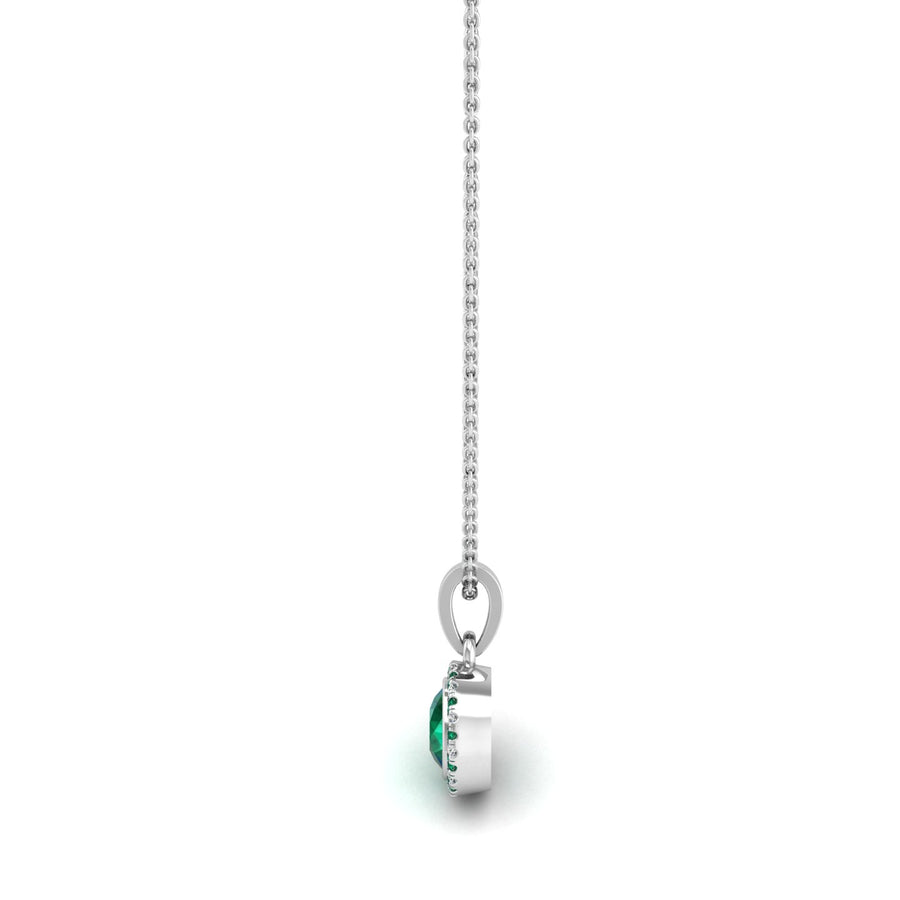 Divine Halo Pendant - Emerald Round