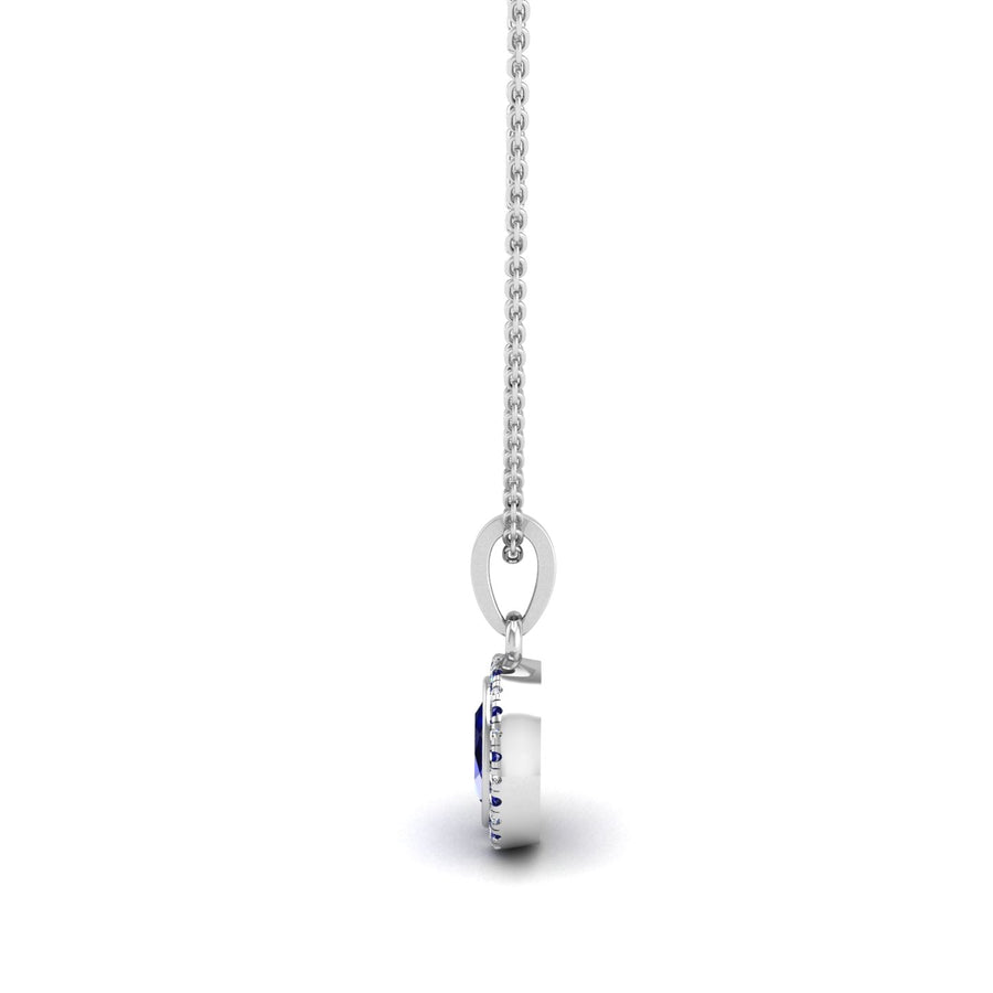 Divine Halo Pendant - Blue Sapphire Oval
