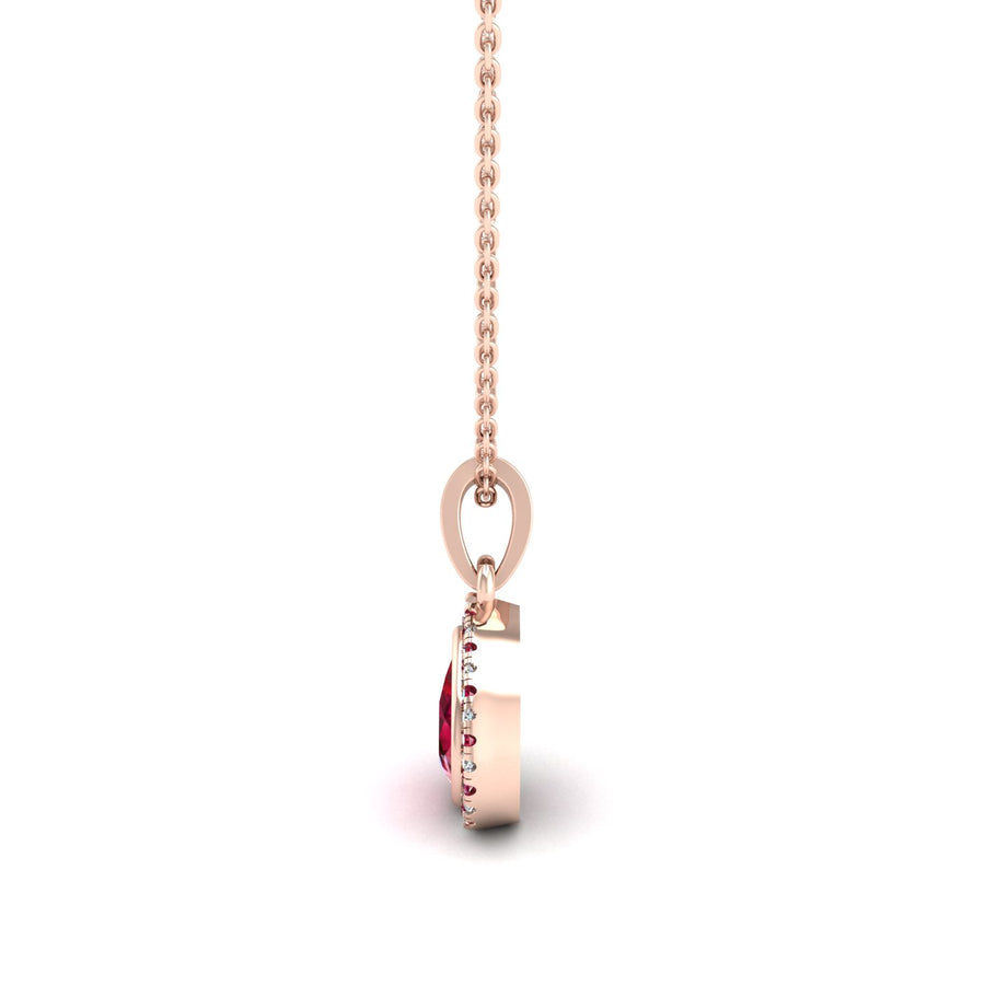 Divine Halo Pendant - Ruby Pear