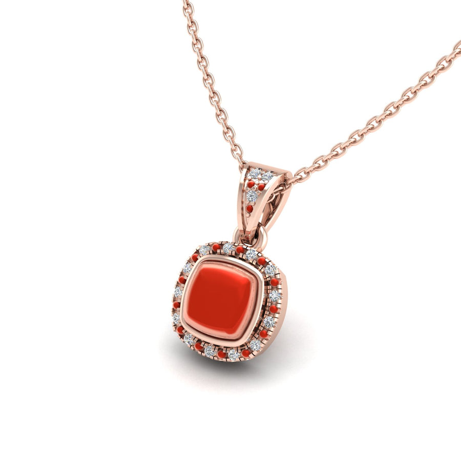 18k rose gold Zodiac birthstone gold chain necklace with red coral gemstone, designed for women, perfect astrology jewelry from Celestial Vibe collection at AUWL Assembly