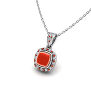 18k white gold Zodiac birthstone gold chain necklace with red coral gemstone, designed for women, perfect astrology jewelry from Celestial Vibe collection at AUWL Assembly