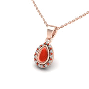 18k rose gold Zodiac birthstone gold chain necklace with red coral gemstone, designed for women, perfect astrology jewelry from Celestial Vibe collection at AUWL Assembly