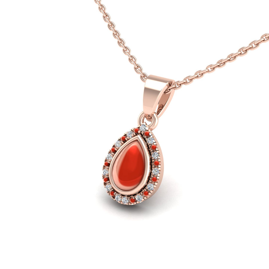 18k rose gold Zodiac birthstone gold chain necklace with red coral gemstone, designed for women, perfect astrology jewelry from Celestial Vibe collection at AUWL Assembly