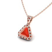 18k rose gold Zodiac birthstone gold chain necklace with red coral gemstone, designed for women, perfect astrology jewelry from Celestial Vibe collection at AUWL Assembly