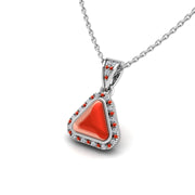 18k white gold Zodiac birthstone gold chain necklace with red coral gemstone, designed for women, perfect astrology jewelry from Celestial Vibe collection at AUWL Assembly