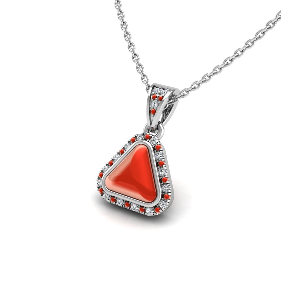 18k white gold Zodiac birthstone gold chain necklace with red coral gemstone, designed for women, perfect astrology jewelry from Celestial Vibe collection at AUWL Assembly