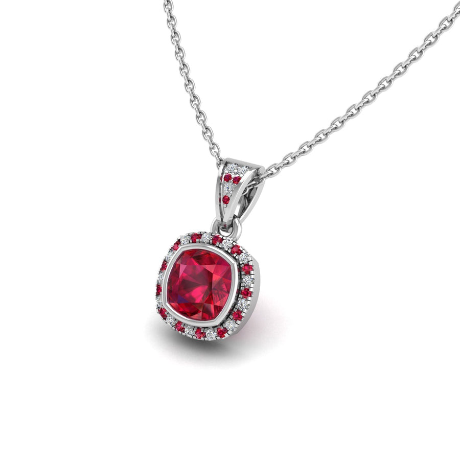 18k white gold Zodiac birthstone necklace with ruby gemstone, designed for women, perfect astrology jewelry from Celestial Vibe collection at AUWL Assembly
