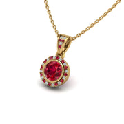 18k yellow gold Zodiac birthstone gold chain necklace with ruby gemstone, designed for women, perfect astrology jewelry from Celestial Vibe collection at AUWL Assembly