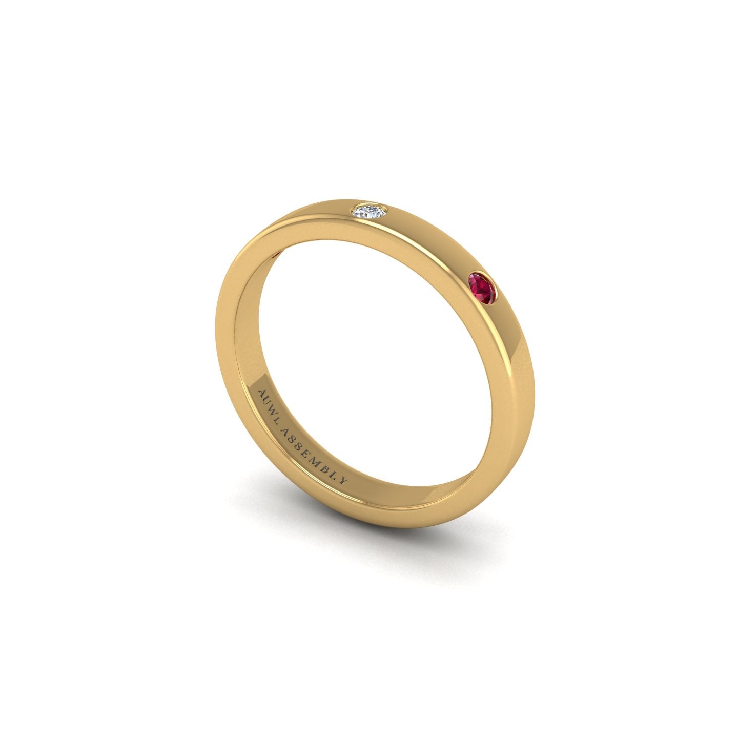 Three Stone Band in Yellow Gold | AUWL Assembly
