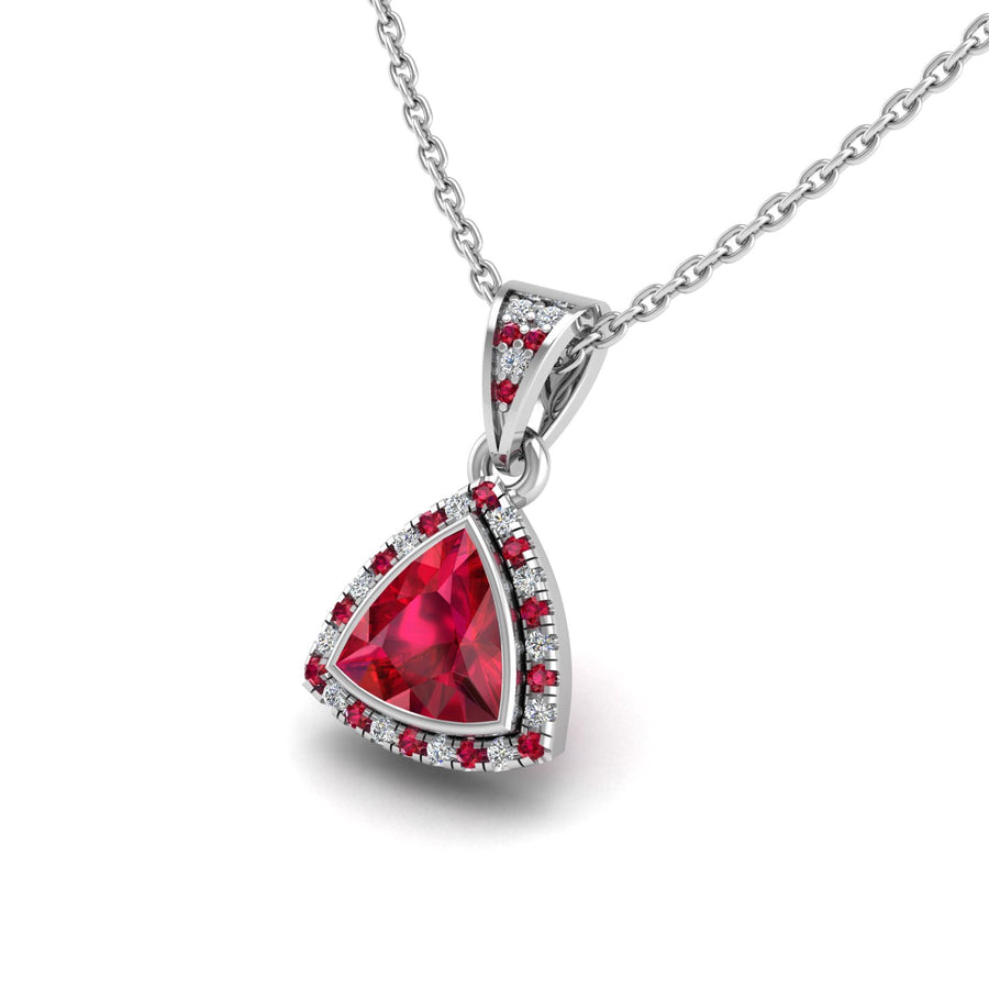 18k white gold Zodiac birthstone gold chain necklace with ruby gemstone, designed for women, perfect astrology jewelry from Celestial Vibe collection at AUWL Assembly