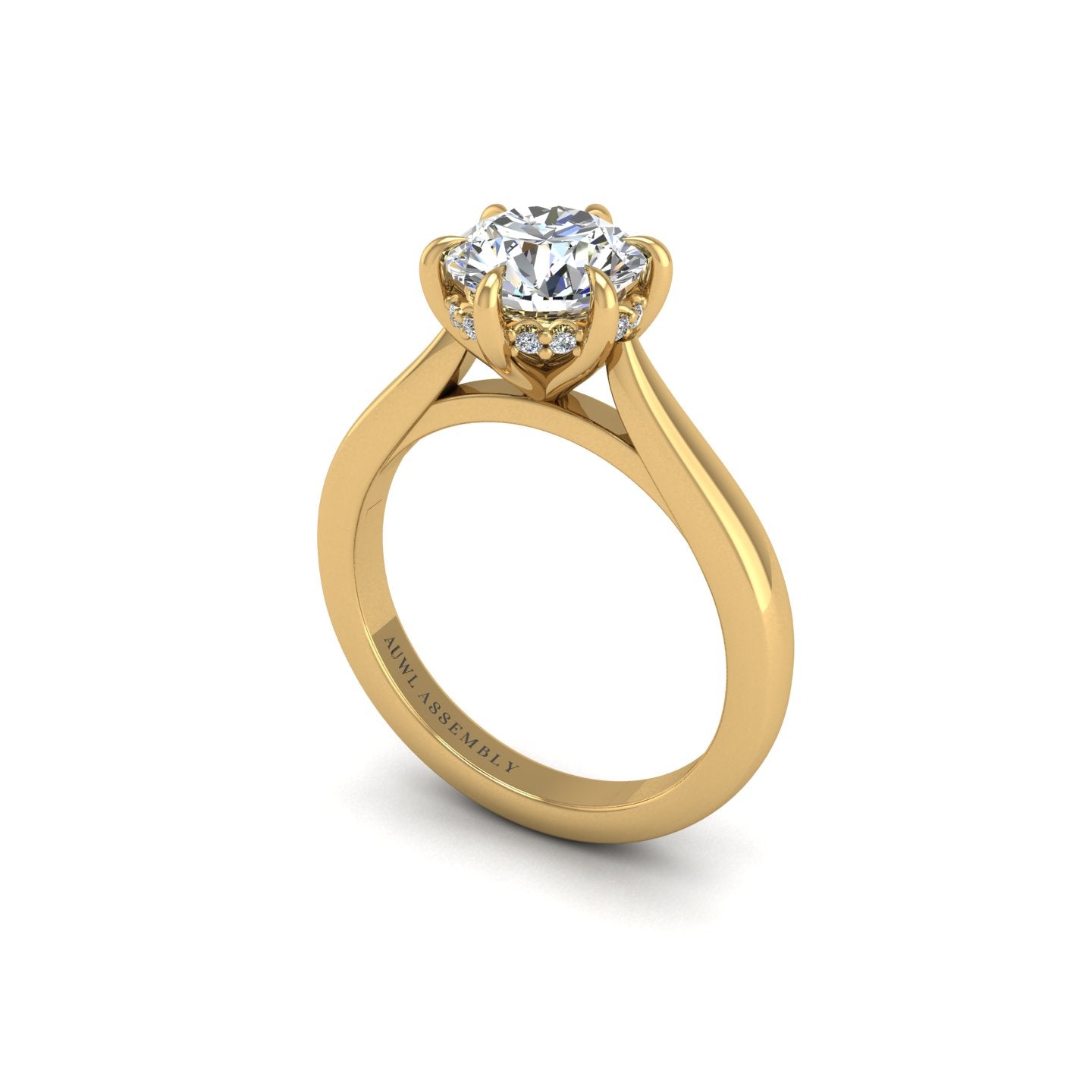 Solitaire Diamond Engagement Ring in Yellow Gold- AUWL Assembly