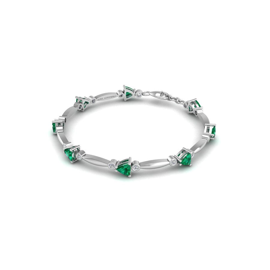 18k white gold Zodiac birthstone bracelet with emerald gemstone, designed for women, perfect astrology jewelry from Celestial Vibe collection