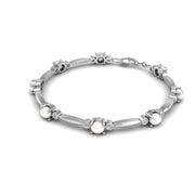 18k white gold Zodiac birthstone bracelet with pearl-diamond gemstone, designed for women, perfect astrology jewelry from Celestial Vibe collection