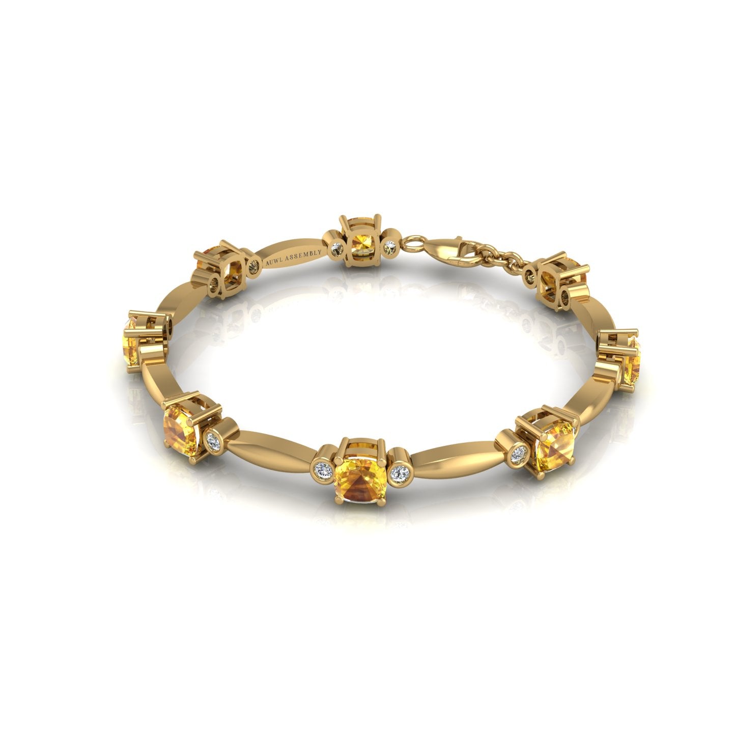 18k yellow gold Zodiac birthstone bracelet with yellow sapphire gemstone, designed for women, perfect astrology jewelry from Celestial Vibe collection