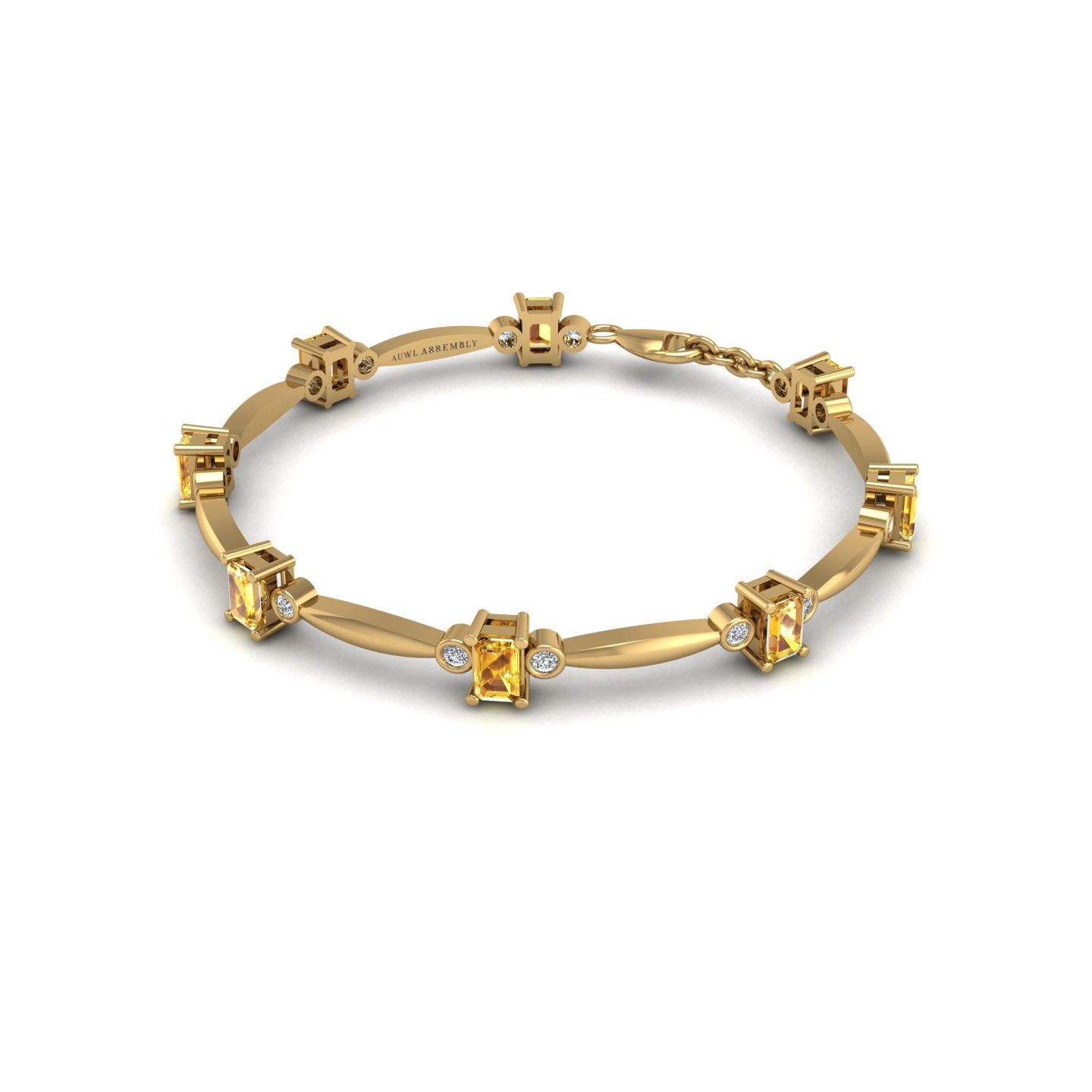 Yellow Sapphire Emerald Gold, zodiac bracelet, from Celestial Vibe jewelry collection