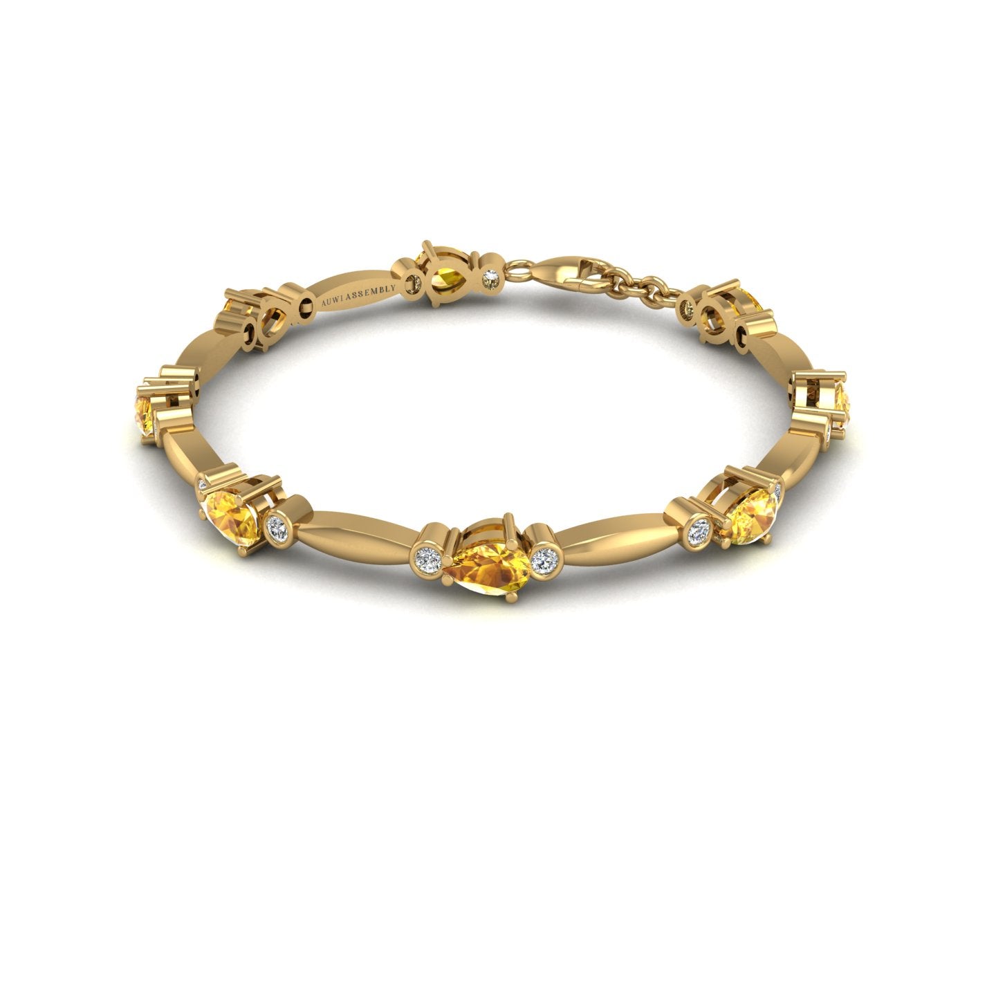 18k yellow gold Zodiac birthstone bracelet with yellow sapphire gemstone, designed for women, perfect astrology jewelry from Celestial Vibe collection